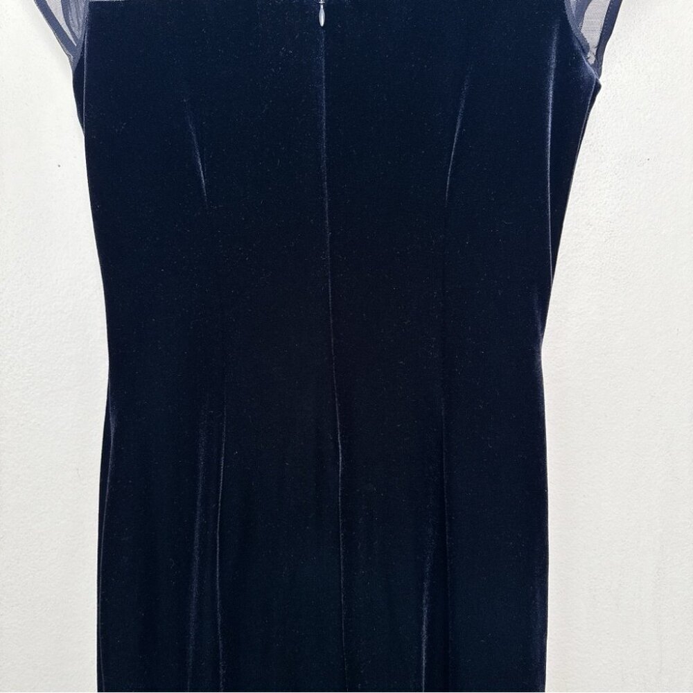 Joseph Ribkoff Womens 10 NWT Elegant Navy Velvet Ruffle Sheath Dress - Picture 12 of 14